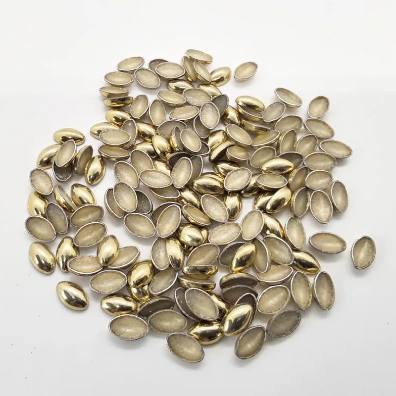 Borchie ovali in metallo per borse Strass Hotfix, rivetti decorativi punk per indumenti, ferro oro chiaro su accessori con punte, 144 pezzi, 8 mm