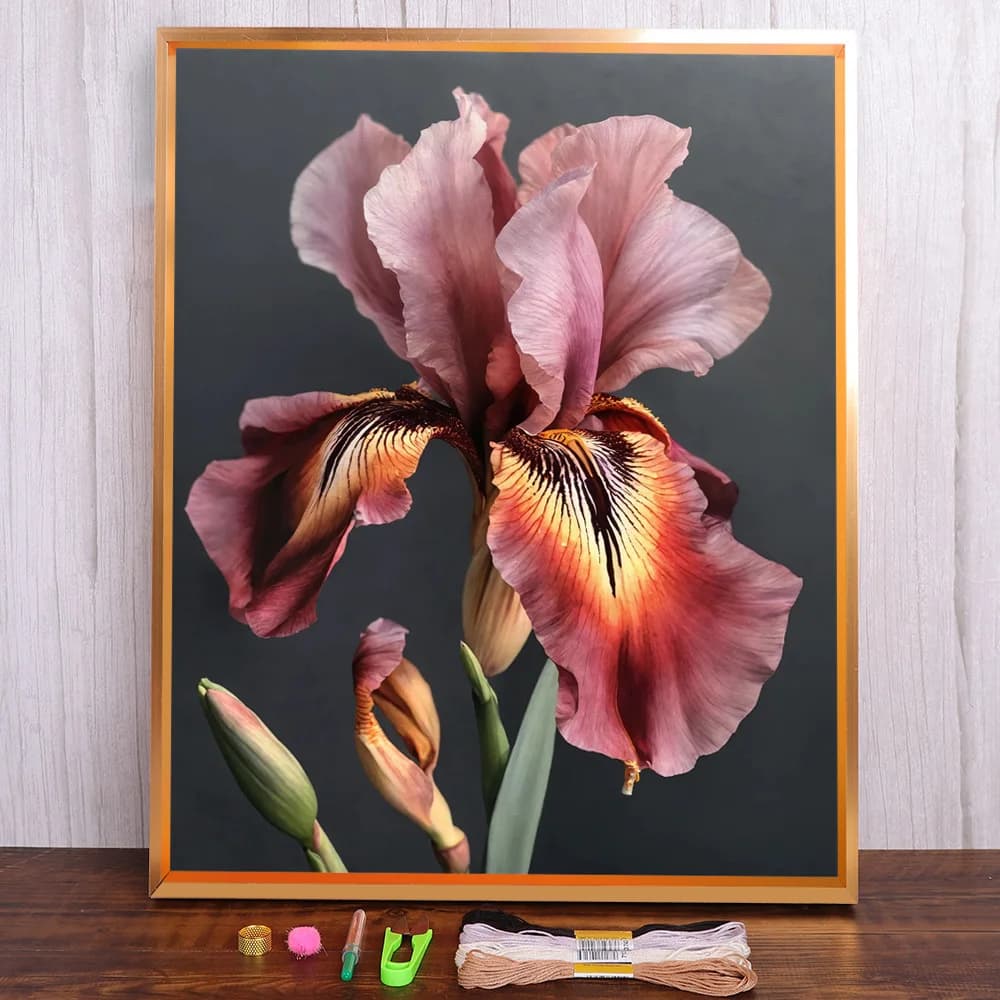 Fiore Iris Tela stampata 11CT Kit da ricamo a punto croce DMC Fili Artigianato Pittura Mestiere Ago da cucito Confezione regalo