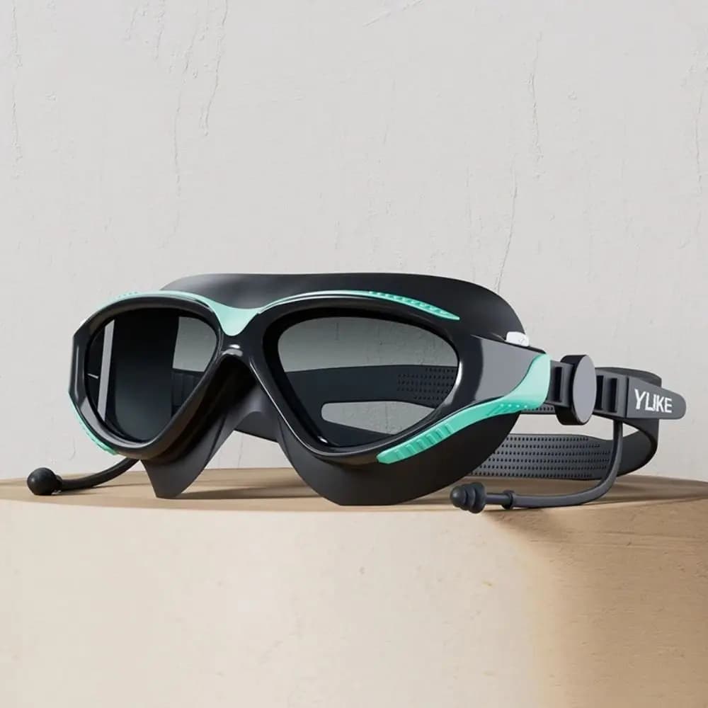PVC Big Frame Swimming Goggles Big Frame HD Swimming Glasses with Earplugs Optical Waterproof Adjustable Anti-fog Goggles
