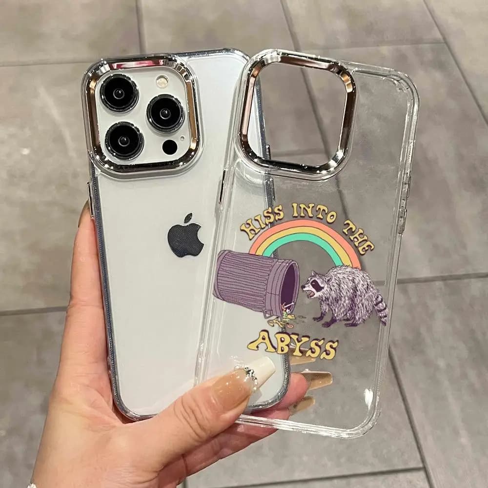 HD Funny Cute Raccoon Phone Case For iPhone 17 16,15,14,13,12,11,Mini,Pro,MAX Gray Drop Matte Shockproof Soft Cover