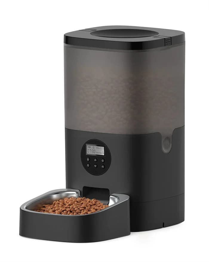 Alimentatore automatico per dispenser di cibo per cani e gatti OEM Registratore vocale interattivo temporizzato personalizzabile Materiale plastico con mangiatoie per pianificazione