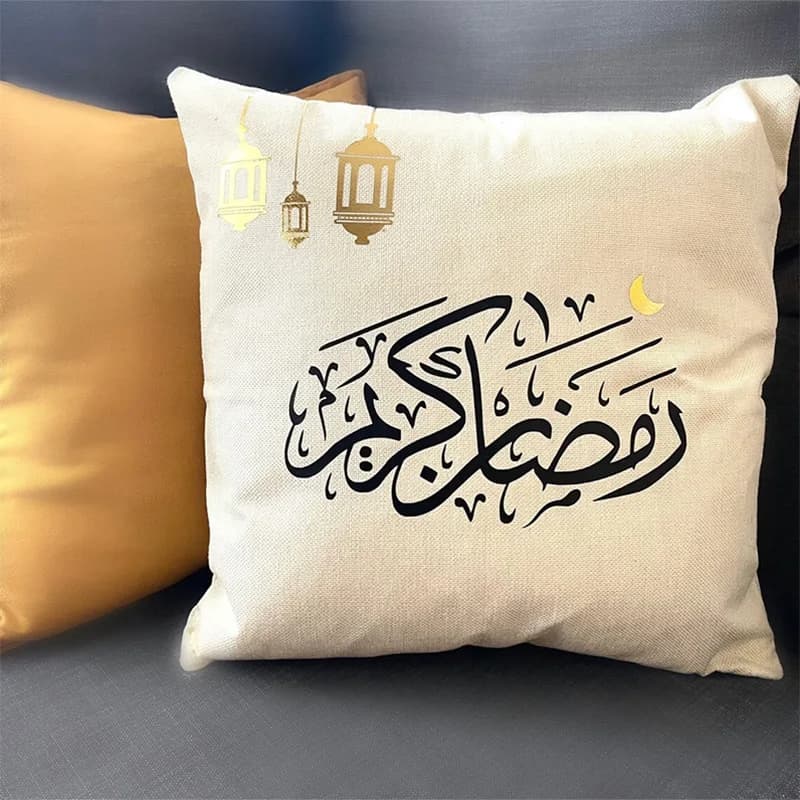 Arabic Calligraphy Writing Ramadan Pillow Federation Eid Mubarak Islamic Muslim Kareem House Bedroom Sofa Decoration Gift