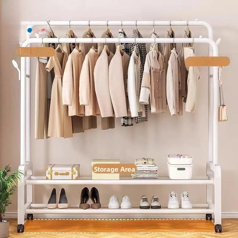 Appendiabiti da Interno a Doppia Asta, Mobile, Pieghevole, in Legno, per Cappotti e Cappelli, Organizzatore Salvaspazio, Elegante per Donna