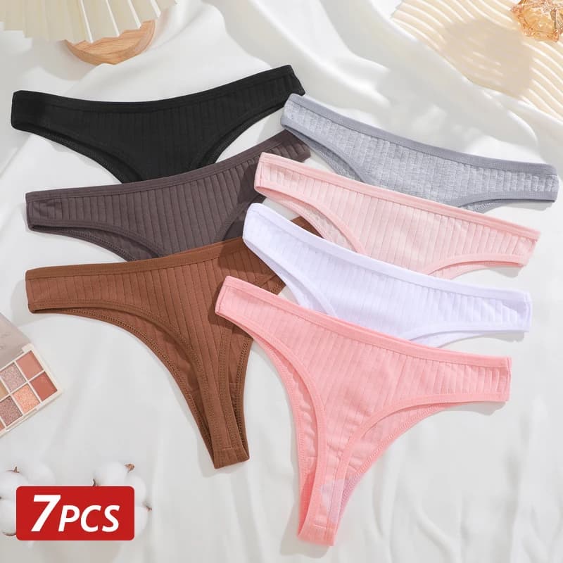 7 pezzi mutandine di cotone per le donne sexy perizoma a vita bassa femminile traspirante biancheria intima morbida signore tinta unita perizoma lingerie S-XL