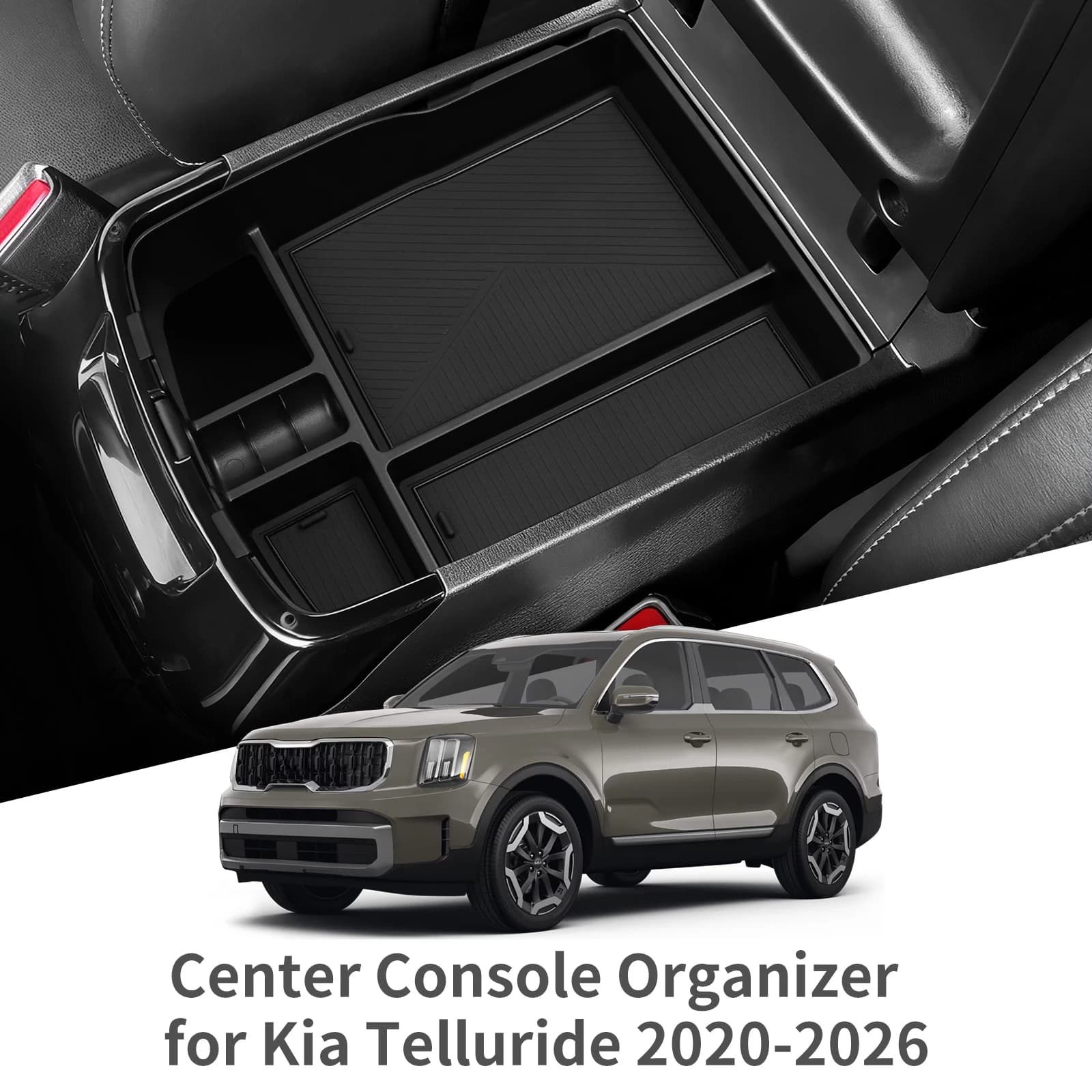 Organizer per Vano Portaoggetti del Bracciolo Centrale per Kia Telluride (Versione USA) 2020-2026, Accessori Auto Neri