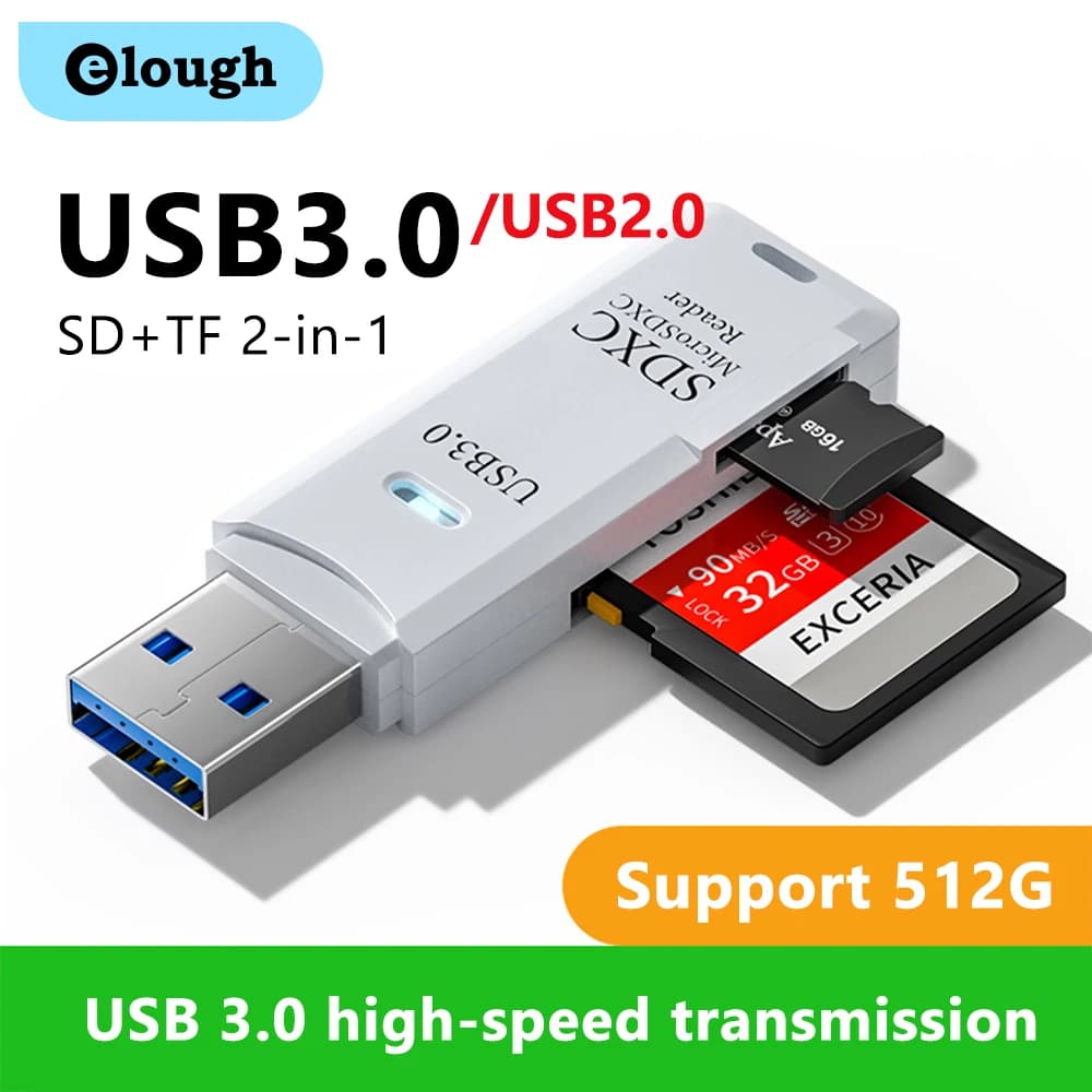 Lettori di schede USB3.0 con led 2 in 1 sd + TF lettori di schede di memoria adattatore per schede per PC accessori per Laptop Multi Smart Cardreader