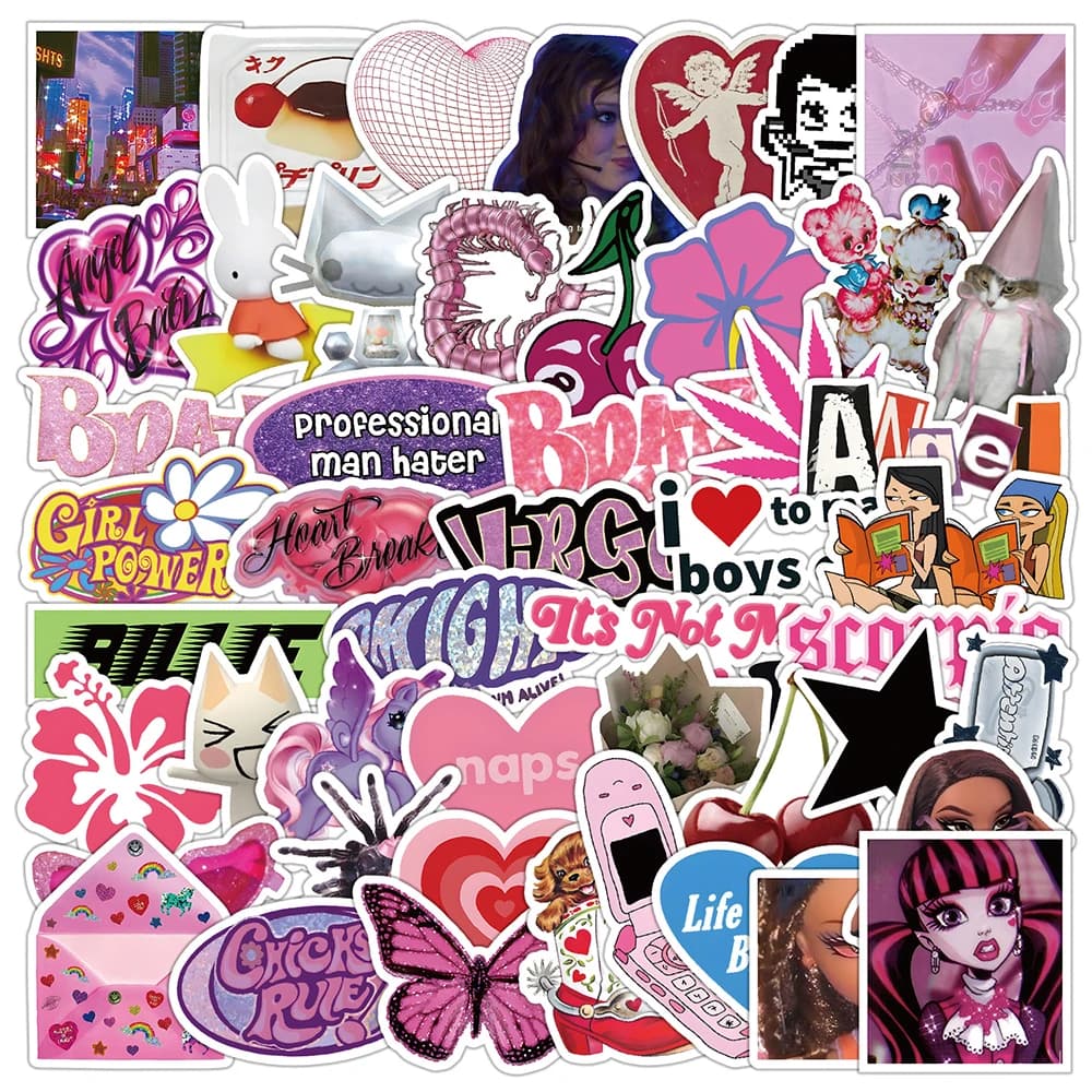 10/30/50 pezzi ​ Cool Pink Cartoon Harajuku adesivi Graffiti fai da te skateboard moto notebook frigorifero adesivi impermeabili in PVC giocattoli