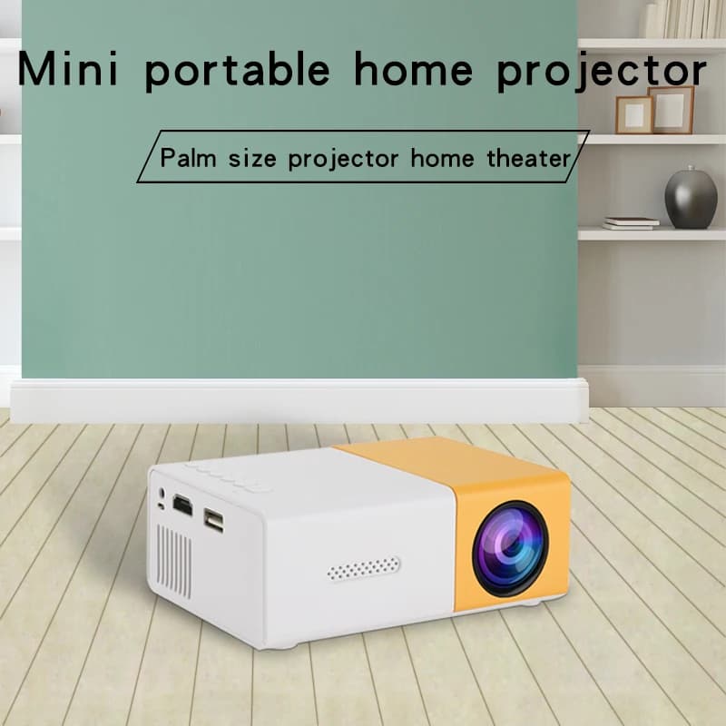 Il mini proiettore HD portatile YG300 è adatto per proiettori domestici, esterni e portatili, supporta collegamenti USB, HDMI e schede SD