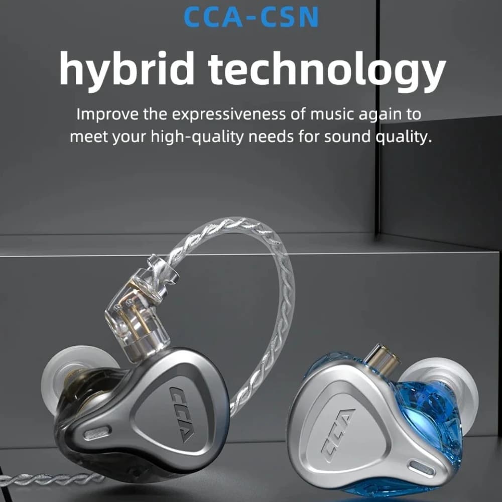Auricolari Cablati CCA CSN 1DD+1BA con Driver Ibrido, Audio Stereo con Bassi Depth, per Gaming e HiFi, con Cavo Staccabile e Isola Acustico
