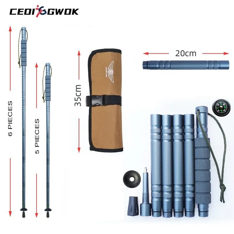 CEOI GWOK High Quality Lightweight Adjustable Trekking Poles Hiking Camping Outdoor Walking Sticks Foldable Aluminum Equipment