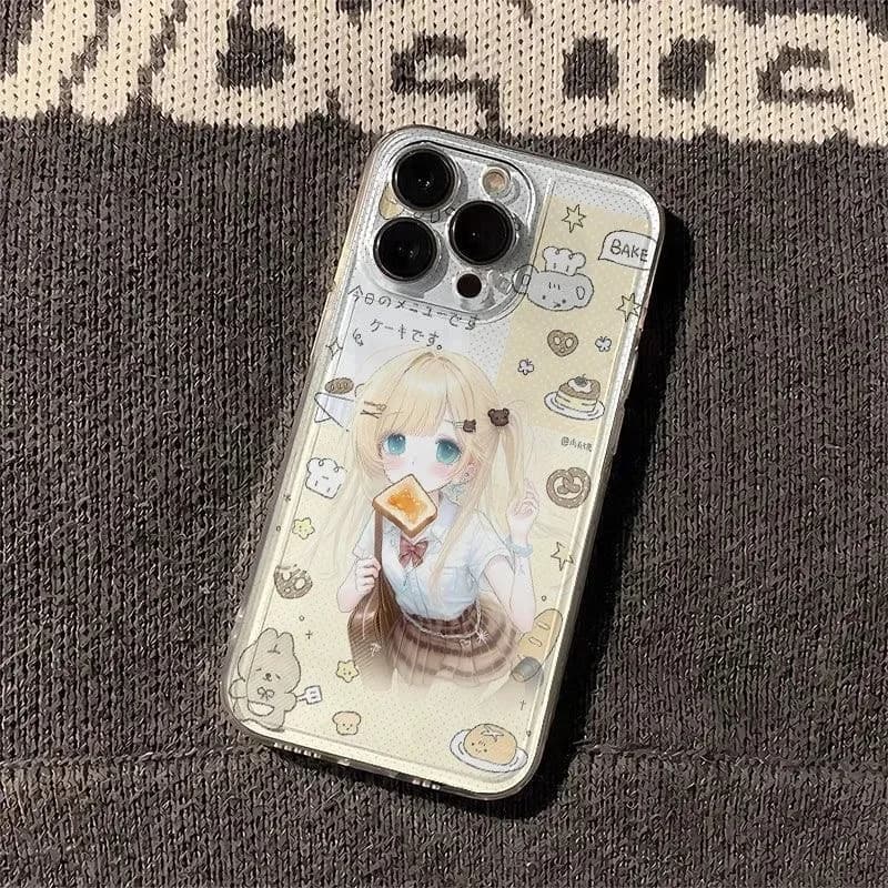 Korea Cute polka dot Love rabbit Anime Girl Transparent Soft Phone Case for iPhone 11 12 13 14 15 16 17Pro Max Plus Cover