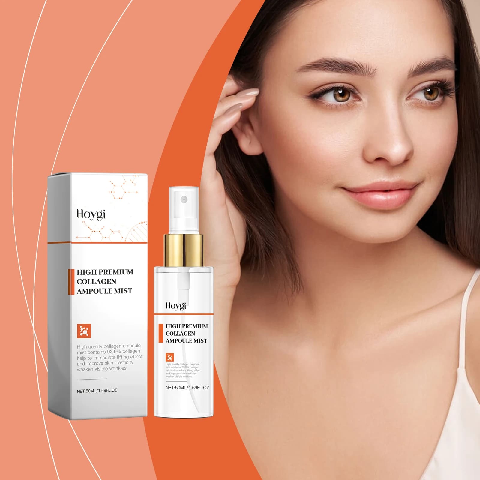 Bottiglia di collagene Hoygi Spray idratante e idratante Lenitivo per la pelle del viso Gloss Essenza Acqua