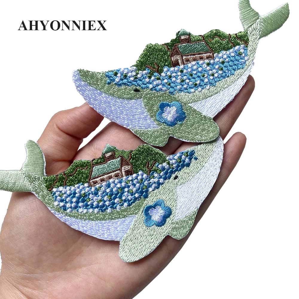 Fairy Whale toppe di riparazione ricamate borsa giacca Jeans striscia di ferro su toppe per vestiti coppie adesivo colla