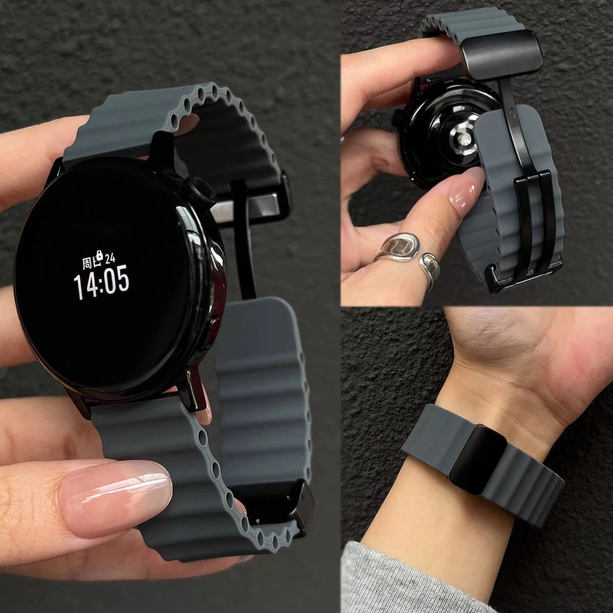 Cinturino ad anello in silicone oceano per Samsung Galaxy Watch 7 6 5 40mm 44mm cinturino regolabile per Galaxy 4 6 Classic 2030