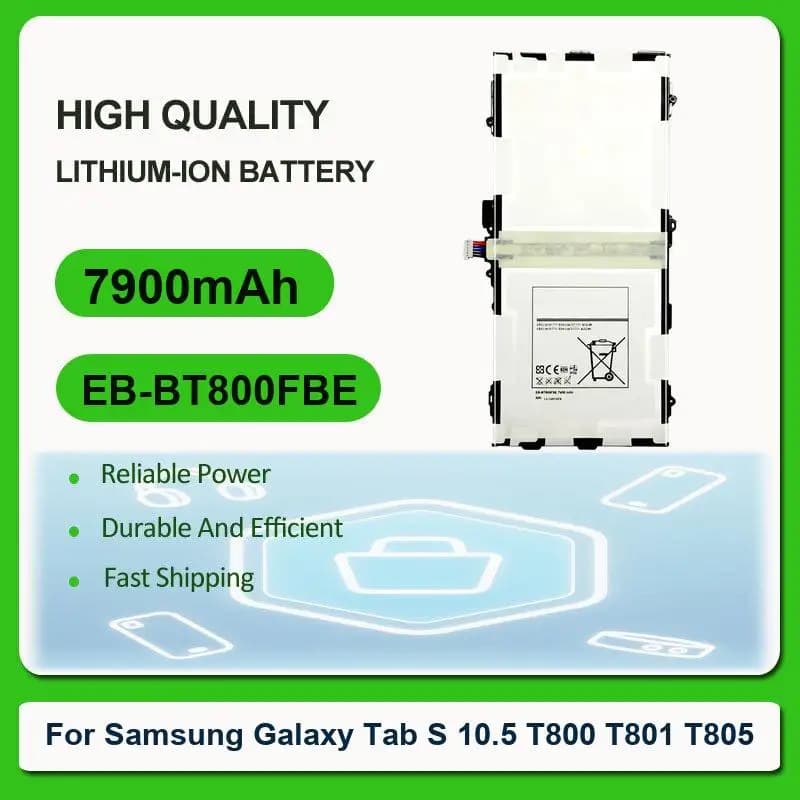 Replacement Tablet Battery For Samsung Galaxy Tab S 10.5 T800 T801 T805 EB-BT800FBE 7900mAh