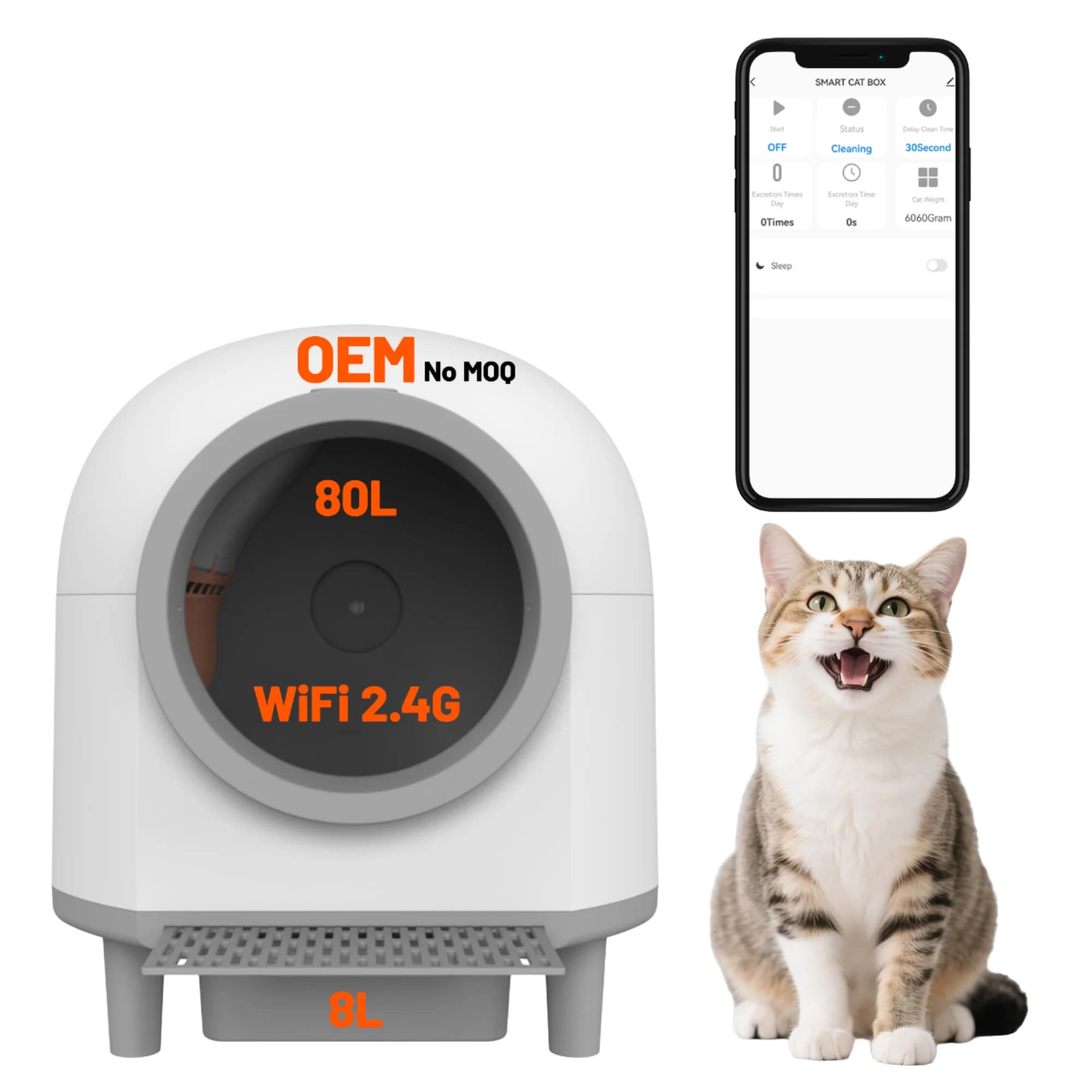 Tuya APP Control Smart Self-Cleaning Cat Litter Box 50L Big Capacity Automatic Plastic Cat Toilet Cats Litter Box Electric