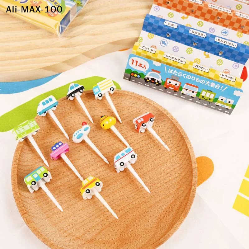 Forchette Decorative per Auto e Aereo, in Plastica Alimentare, Mini Forchette per Torta e Frutta per Bambini, Decorazioni per Bento Box, Forchette per Dessert