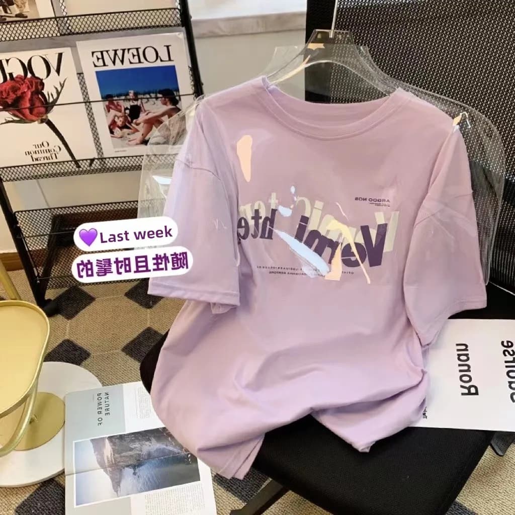 Pure Cotton Short Sleeve T-Shirt Women's Loose Fit round Neck Summer New Style Versatile Korean Version Commute Style Top