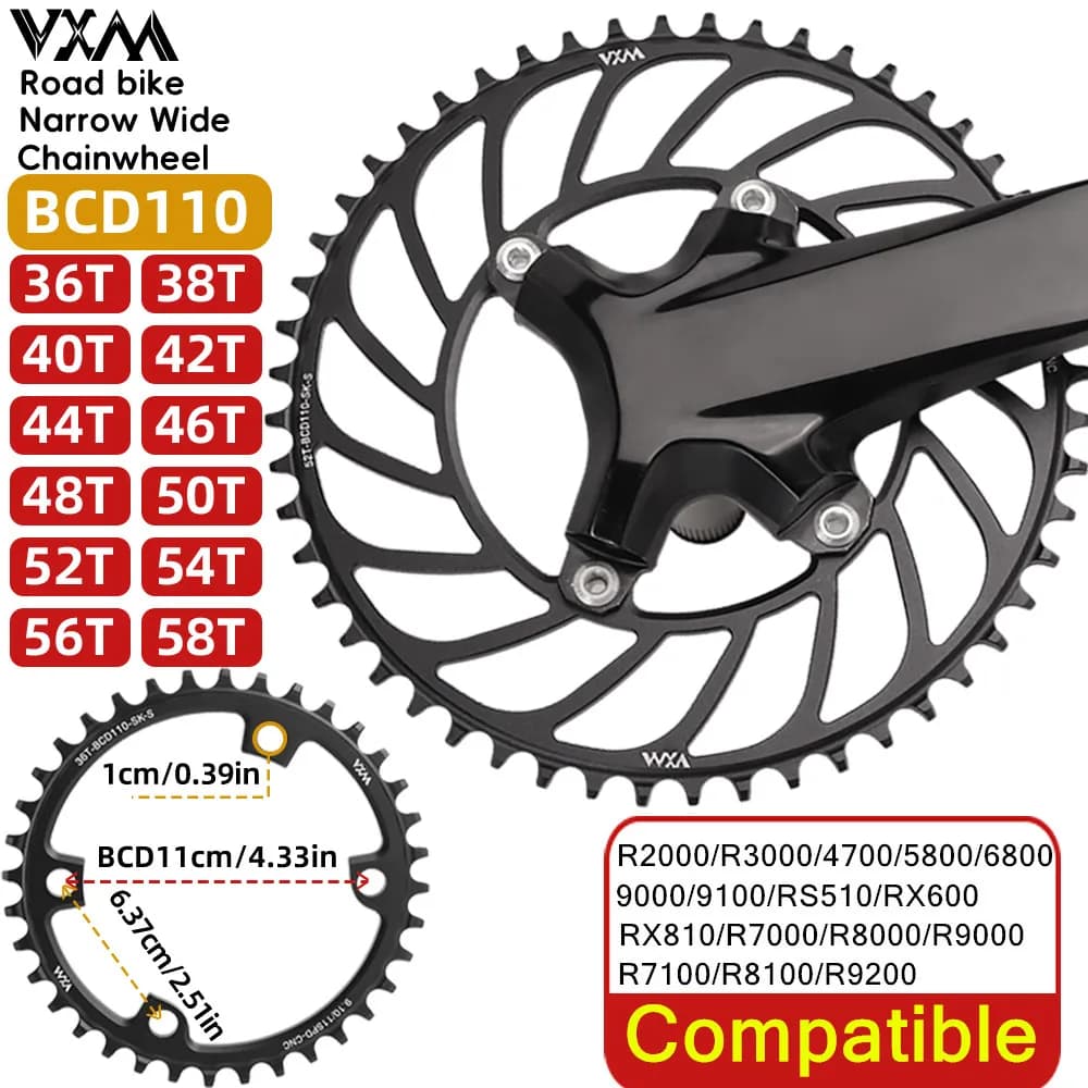 VXM Road Bike 110BCD Manovella 4 Artigli Corona Stretta Chain Wheel Larga 36-52T For R7000 R8000 R9100 R9000 4700 5800 6800 R7100/R8100