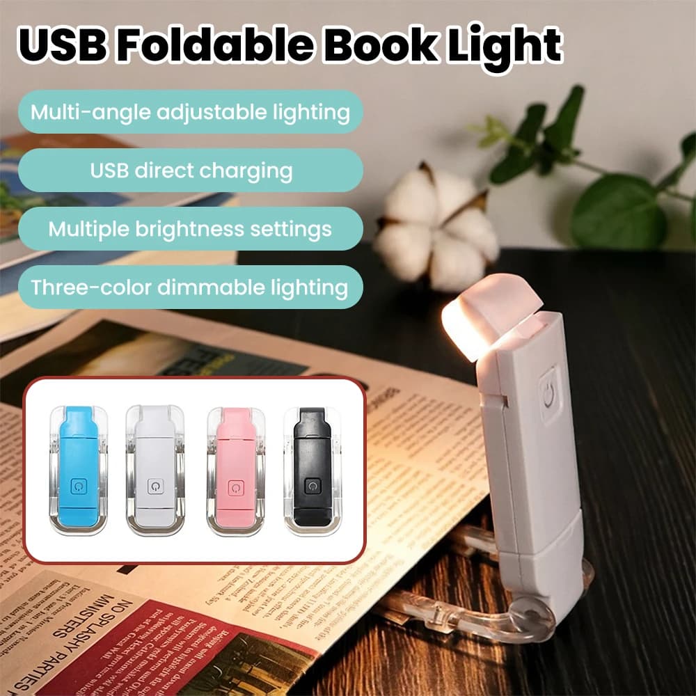 Lampada da lettura a LED portatile ricaricabile con clip, 3 colori dimmerabili e regolabili per letto, scrivania, scuola e viaggi