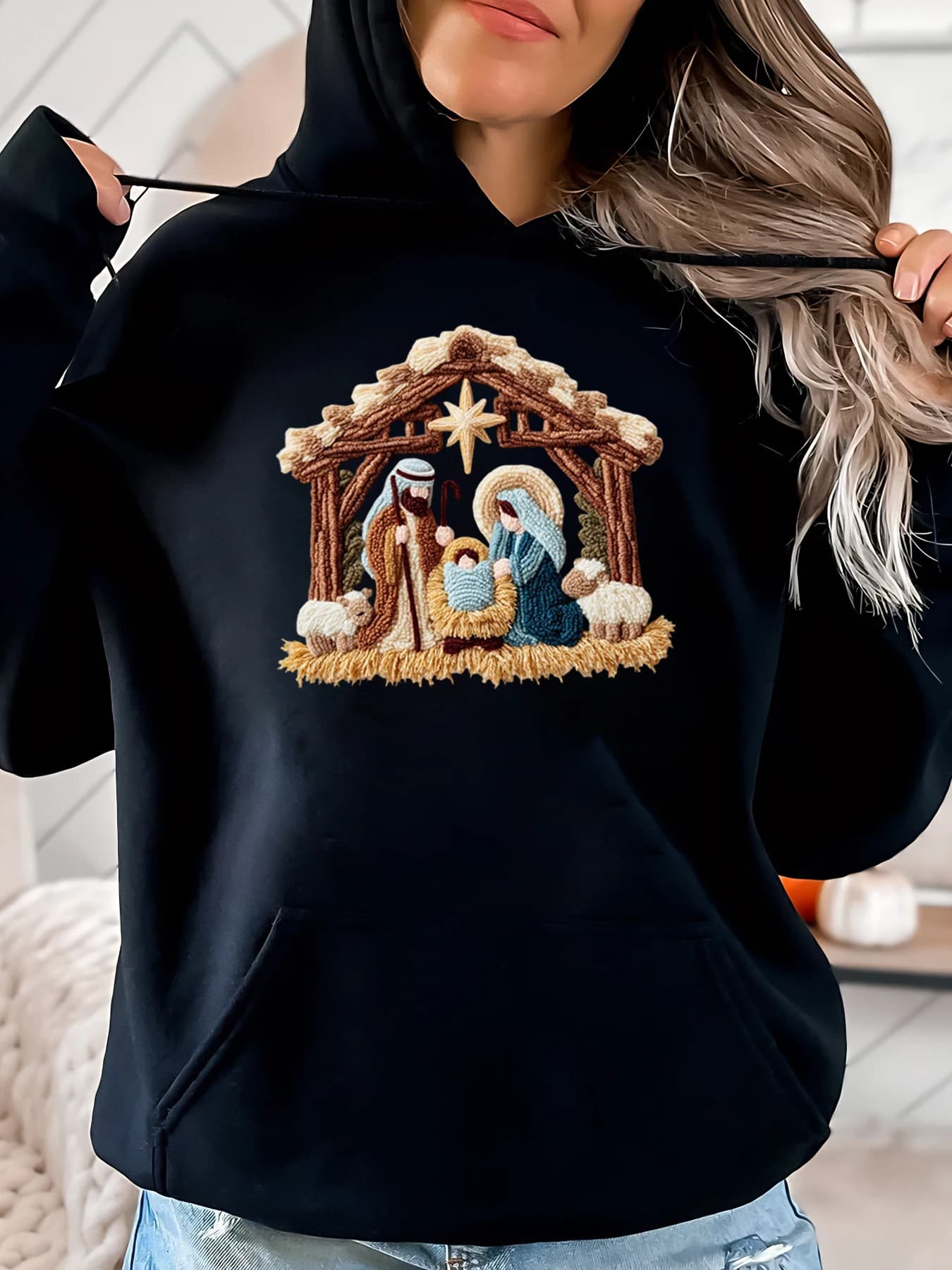 Christmas hoodie for women casual winter dress black Plus size