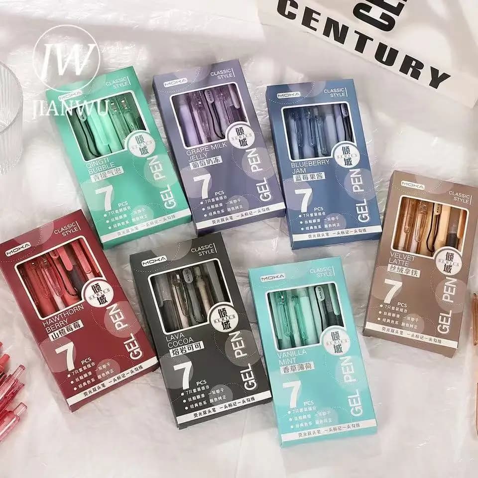 7 penne gel estetiche grigie, penne retrattili da 0,5 mm con impugnatura morbida, scrittura fluida per scuola, ufficio, diario, regalo per studenti