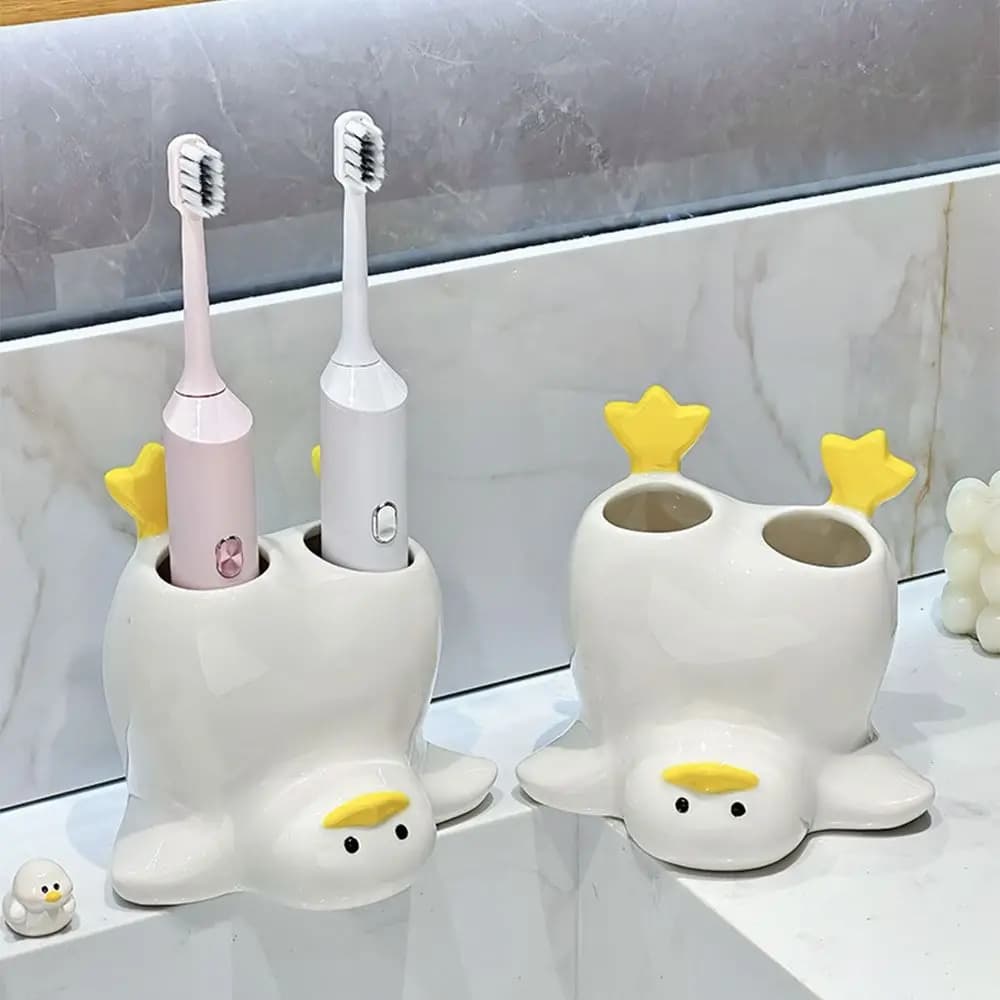 Portaspazzolino Creativo a Forma di Anatra Invertita, Antiscivolo, Salvaspazio, per Spazzolino Elettrico, Portatile e Resistente