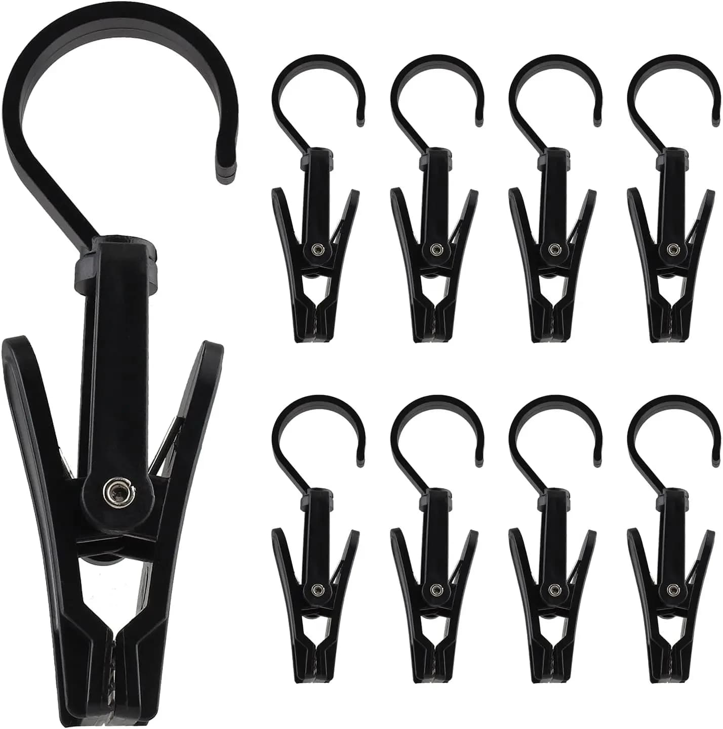 20 Ganci in Plastica Super Resistenti per Bucato, Clip Girevoli per Vestiti, Appendiabiti per Casa, Ufficio, Officina, Neri