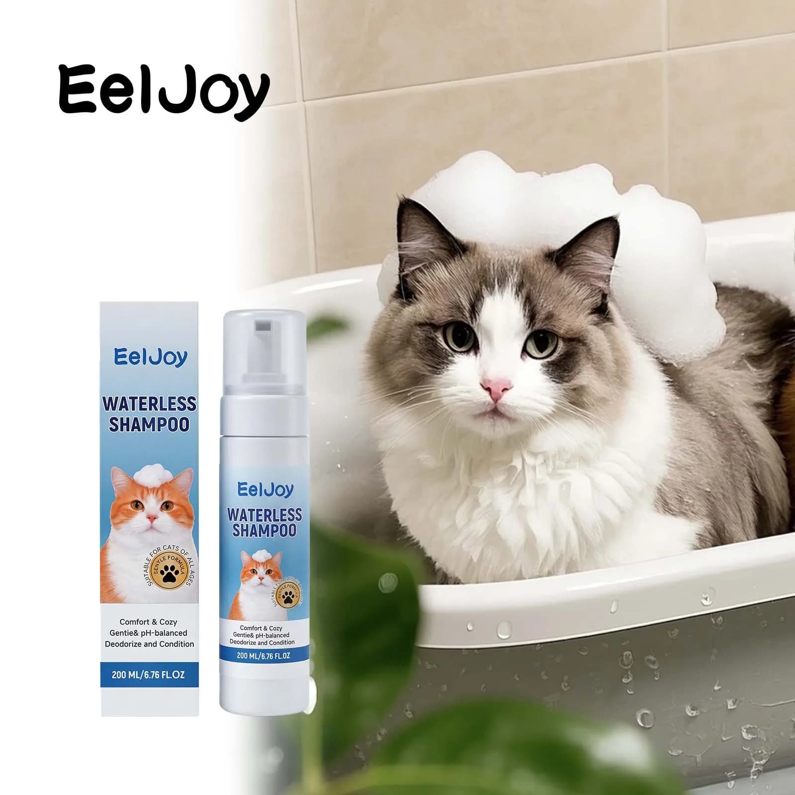 No Rinse Cat Shampoo Natural Dirt Remove Deodorizing Long Lasting Fragrance Hair Smooth Daily Pet Hair Care Dog Cat Dry Shampoo