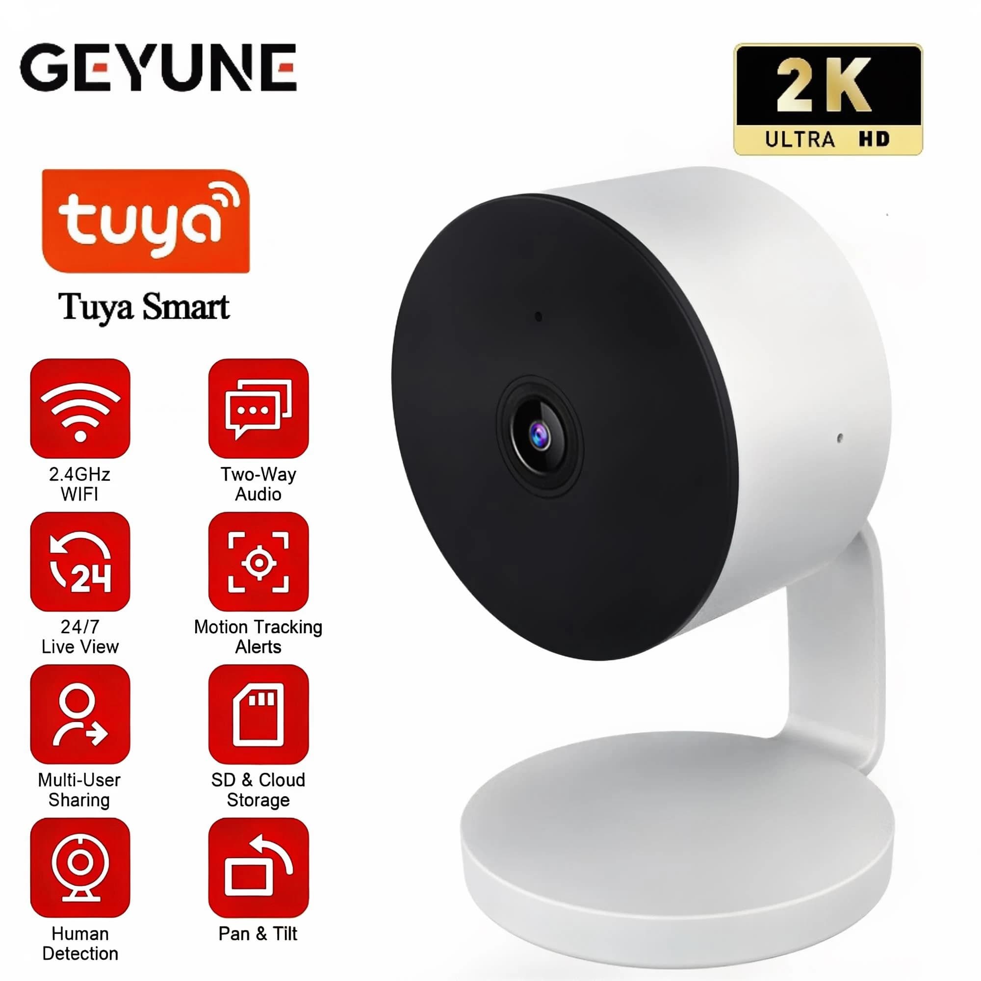 Telecamera di Sicurezza Domestica Tuya Smart 4MP HD per Bambini/Anziani/Animali Domestici/Babysitter con Avviso in Tempo Reale via APP, Audio Bidirezionale e Rilevamento del Corpo Umano
