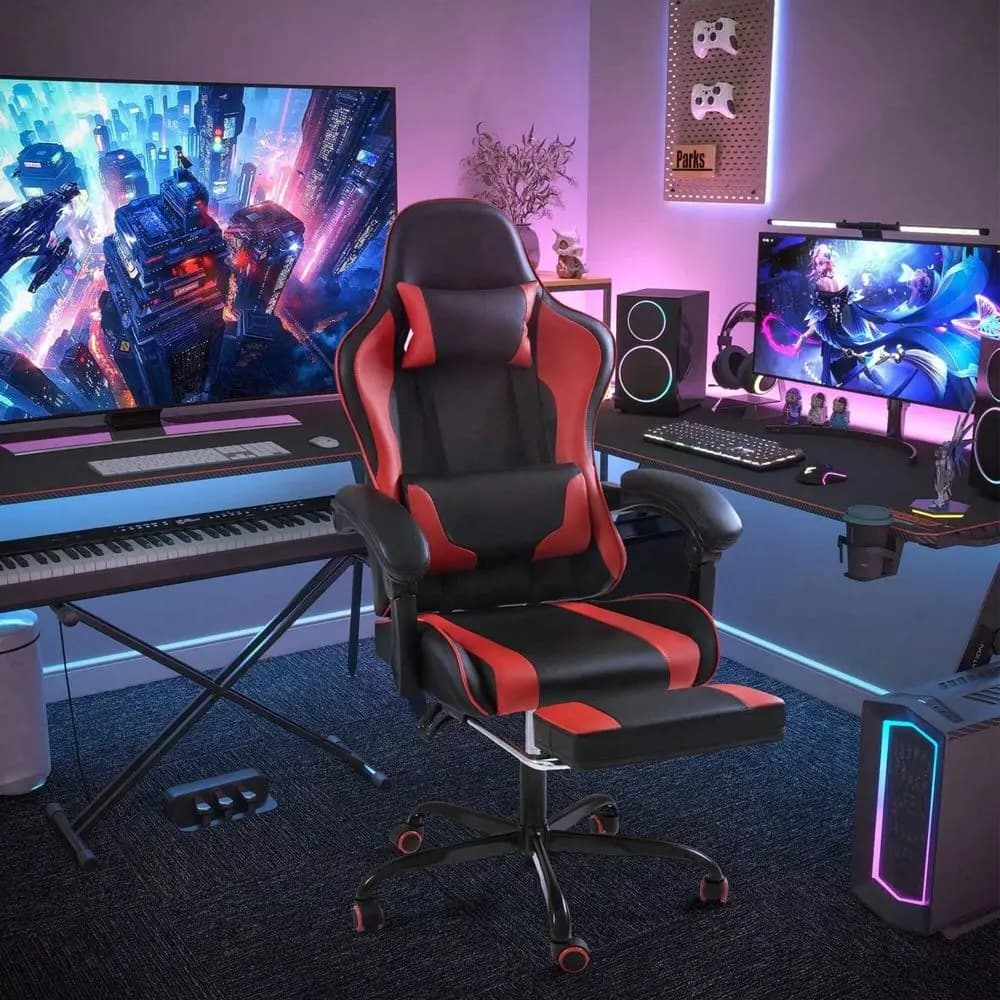 Sedia da Gaming con Poggiapiedi, Design Ergonomico con Schienale Alto, Sedia da Scrivania per Computer
