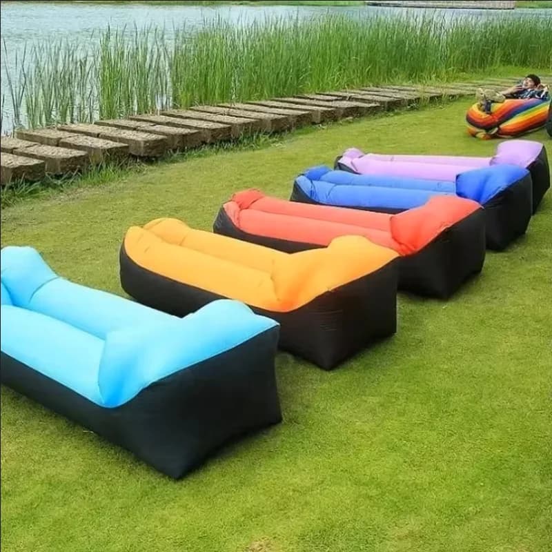 2024Trend Outdoor Products Fast Inflatable Air Sofa Good Quality Cheap Sleeping Bag Inflatable Lazy Chunky Beach Sofa 240*70cm