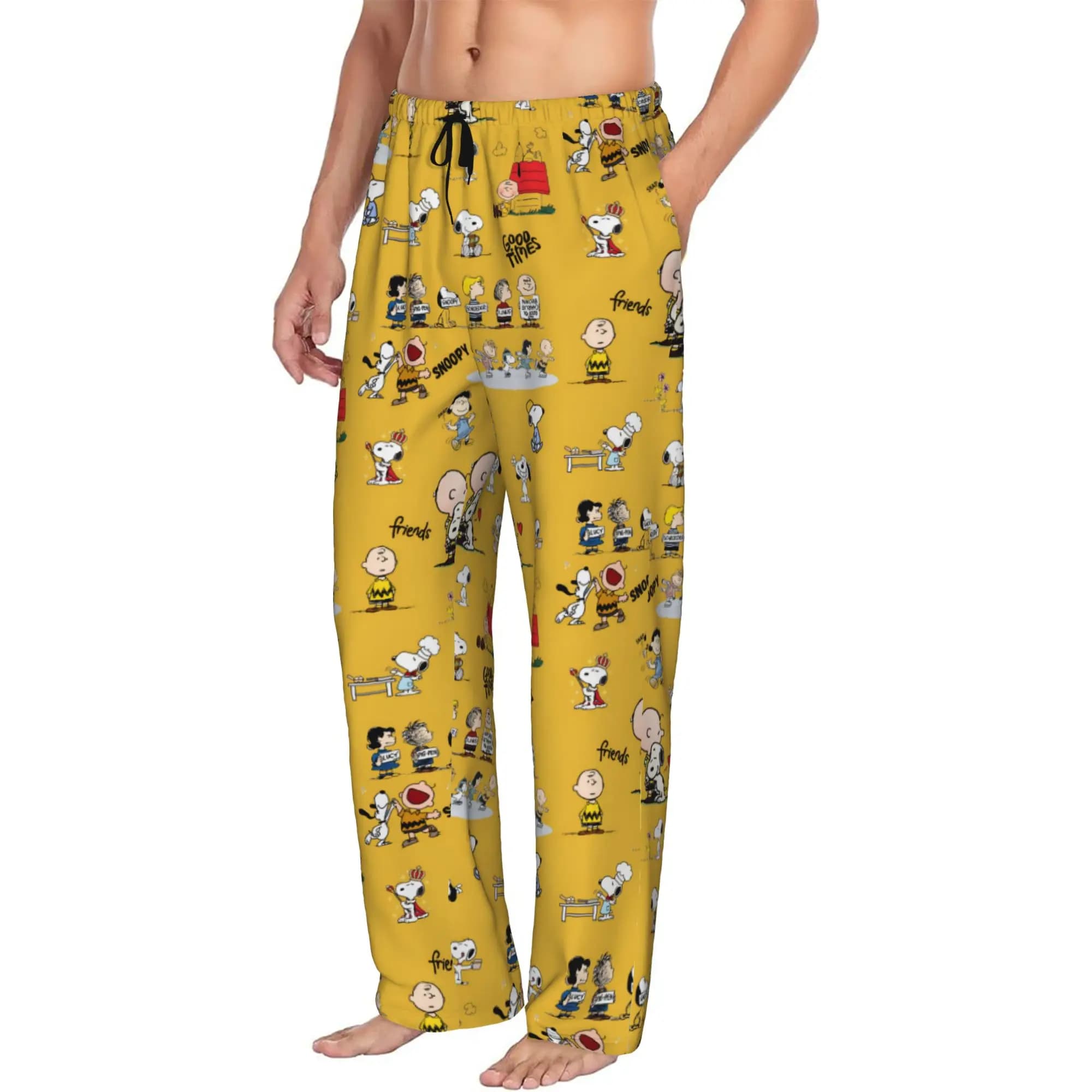 Custom Men's S-Snoopies Pajama Pants Print Manga Sleep Sleepwear Bottoms with Pockets