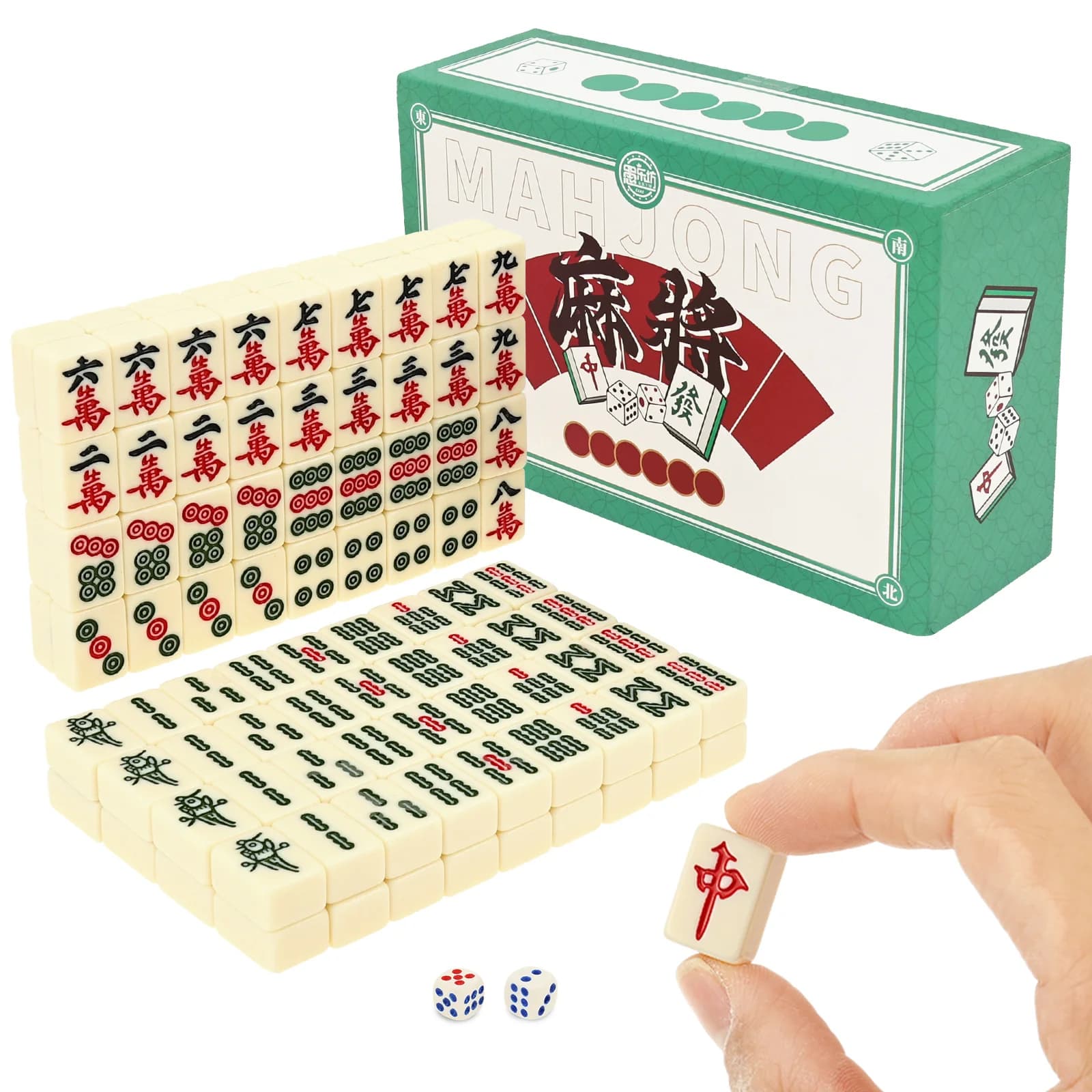 Mini Mahjong Set Mahjong da viaggio Set Gioco da tavolo tradizionale cinese portatile con 2/4 dadi 144/146 piastrelle per feste di viaggio per il tempo libero
