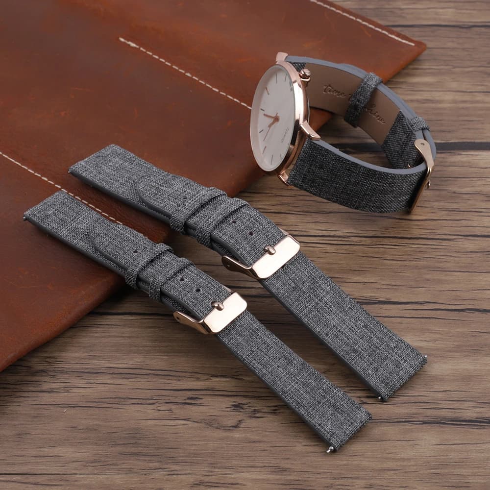 Orologio in tessuto di tela di nylon Cinturino per orologio in pelle di mucca grigia 16mm 20mm Accessori per orologi da polso per donna Orologio da uomo