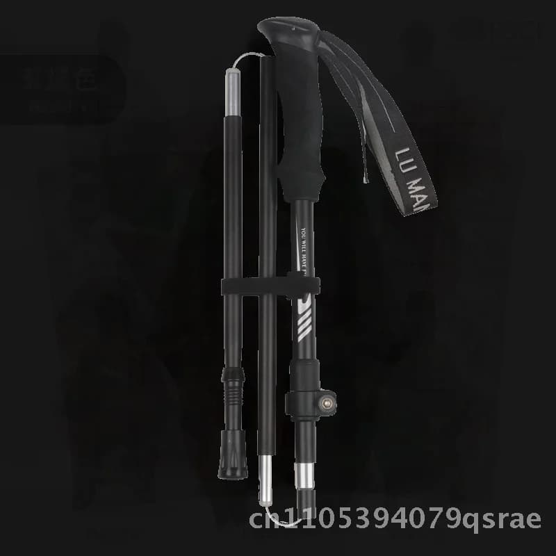 Outdoor Climbing Stick Multifunctional Folding Anti-slip Trekking Stick Aluminum Alloy Walking Wheel Adjustable Size for Various