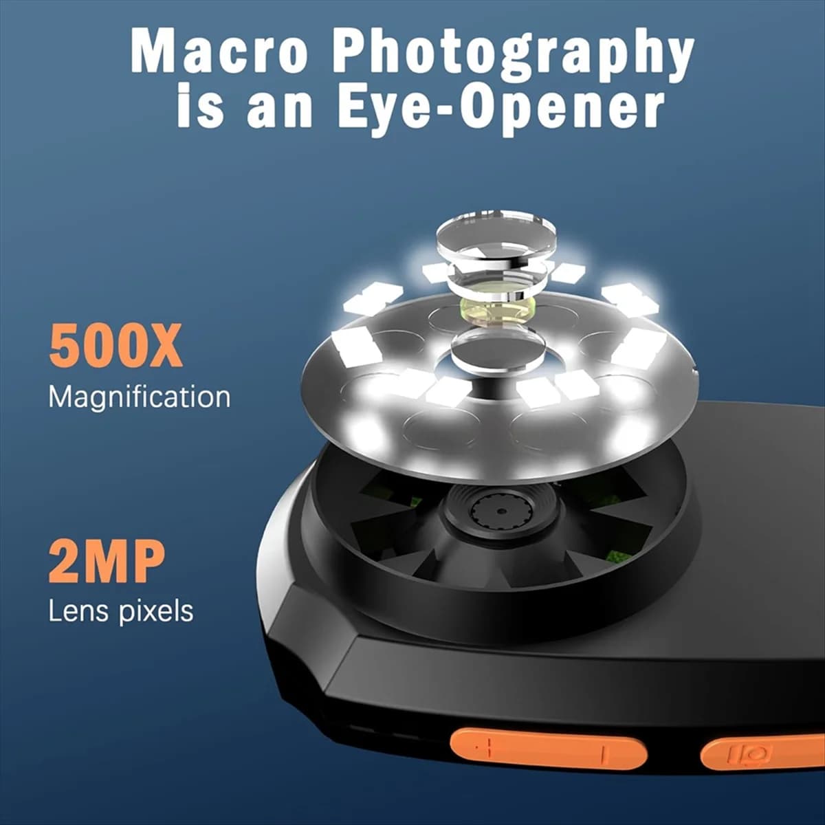 Nuovo microscopio digitale portatile con schermo a colori IPS da 2,0 pollici, lente d'ingrandimento portatile con ingrandimento 2MP 500x per bambini