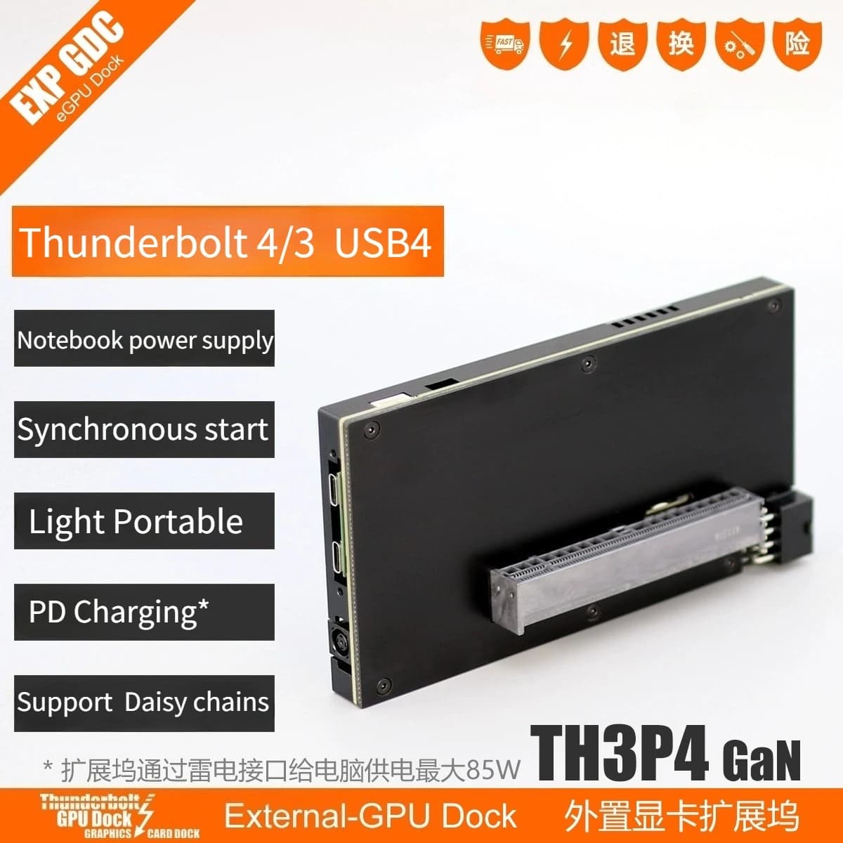TH3P4GaN V2 Thunderbolt 3/4 USB4 Docking station per scheda grafica GPU Dock con interfaccia di alimentazione del telaio Modulo di espansione GPU con custodia