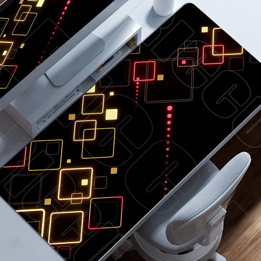 Tappetino per Mouse XXL Grande, Mousepad da Gaming con Stampa HD, Tappetino Geometrico Quadrato per Computer, Accessori per Tastiera PC, Tappeto da Scrivania