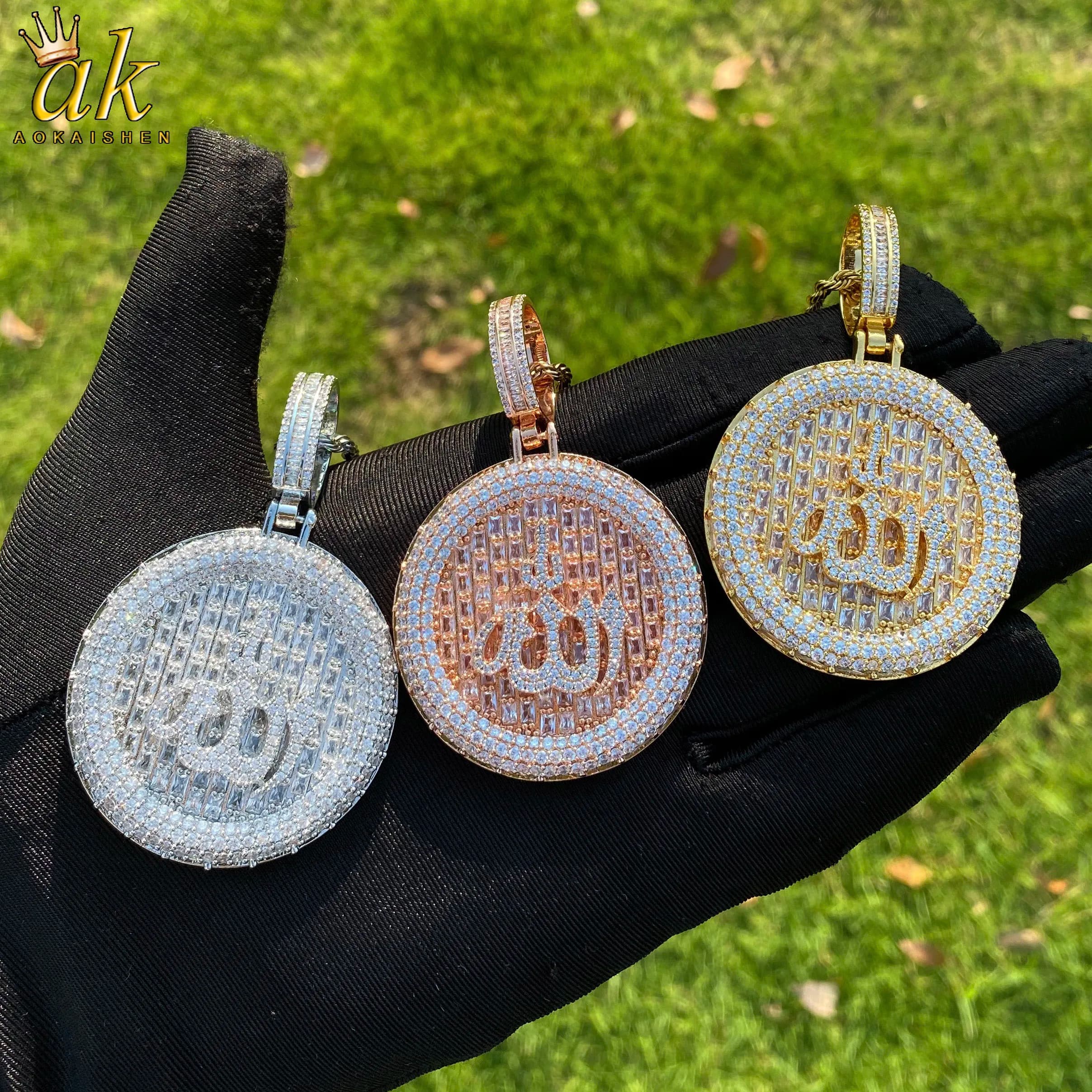 Aokaishen musulmano dio Allah ciondolo per le donne collana religiosa Iced Out Cubic Zirconia gioielli Hip Hop