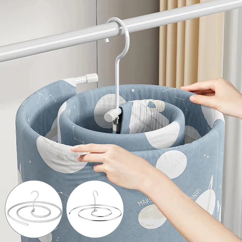Round Spirals Sheet Hanger Quilt Coverlet Sheet Hangers Multi-Functional Balcony Rotating Spirals Bed Coverlid Drying Rack