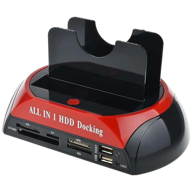 Dock per clonazione OTB per disco rigido SATA da USB 2.0 a IDE Docking station per HDD tutto in uno Dual Bay da 2,5 pollici 3,5 pollici eSATA con lettore di schede