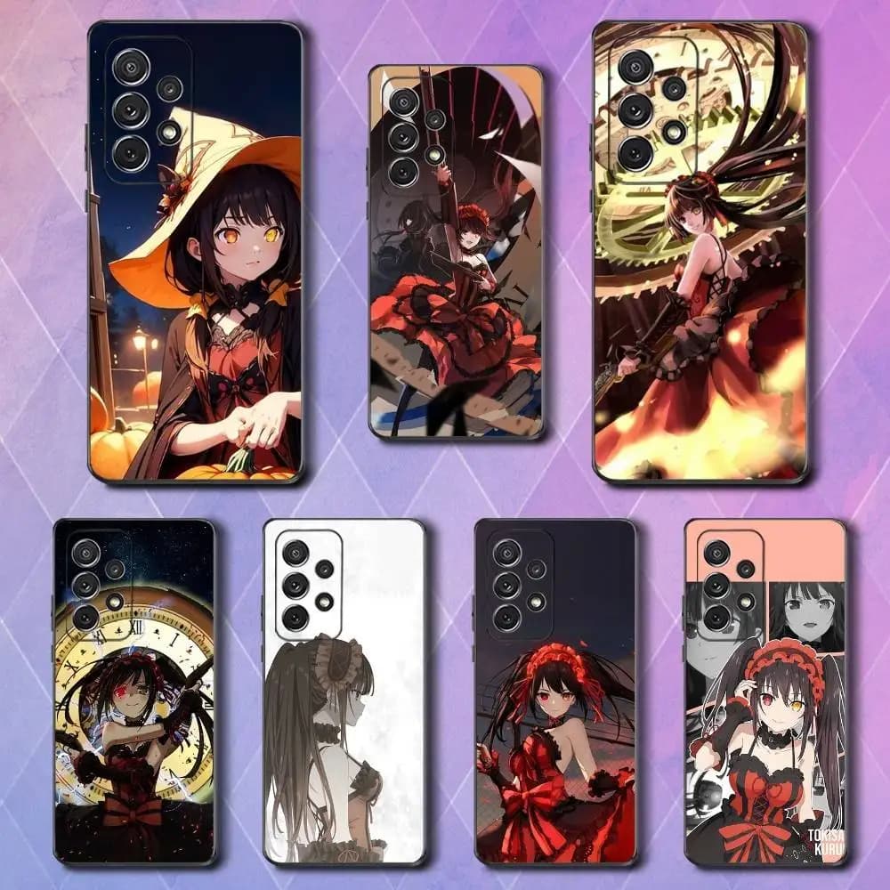 Cute T-Tokisaki K-Kurumi Phone Case For Samsung S25,S24,S23,S22,S21,S20,S10,Ultra,Plus,Lite,FE,Soft Silicone Black Cover