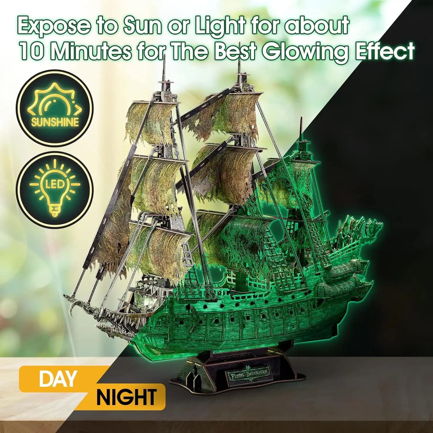Puzzle 3D per adulti Glow in The Dark The Flying Dutchman Luminoso nave pirata stregata Arti per adulti Kit modello Nave fantasma
