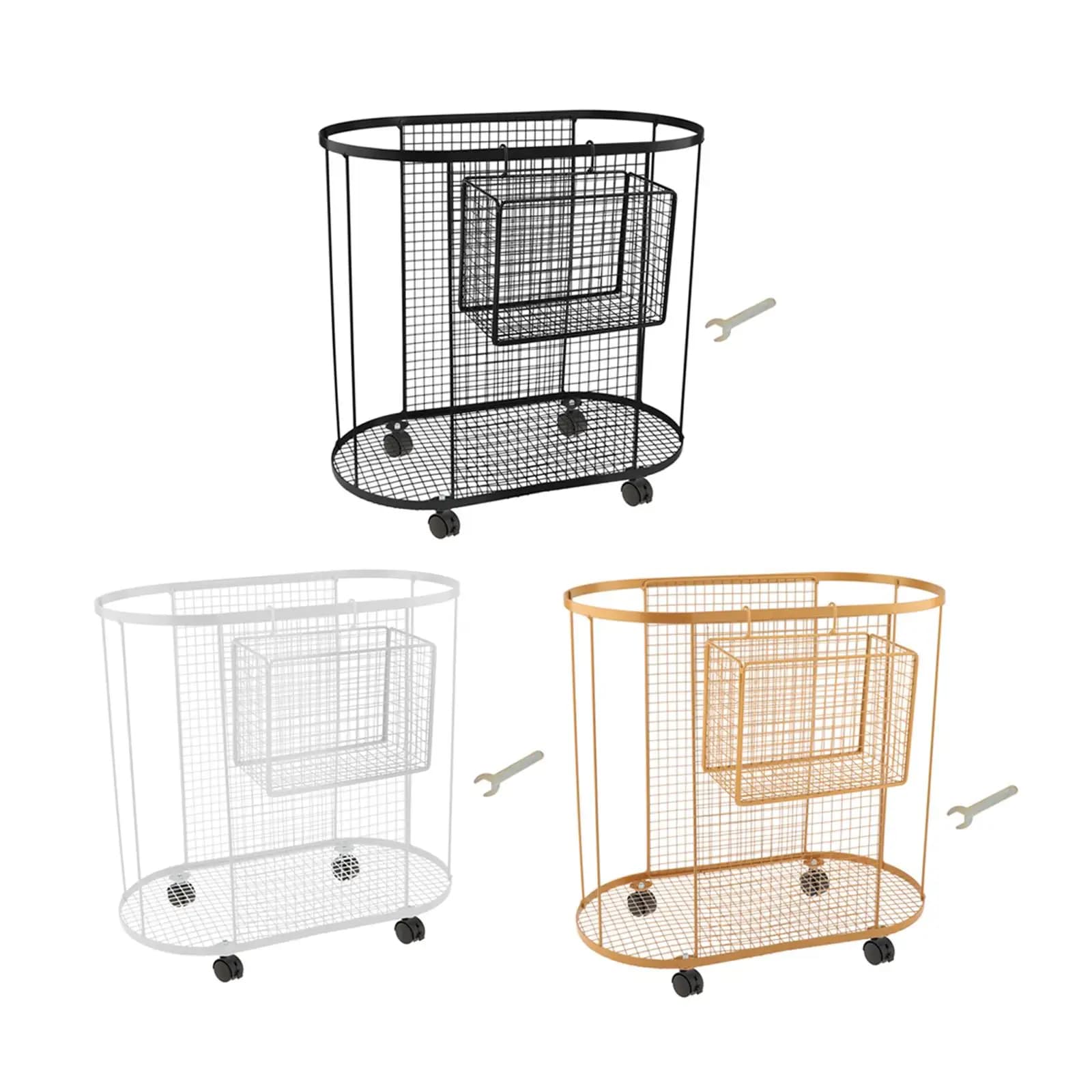 Yoga Mat Storage Basket with Wheels for Kettlebells Resistance Bands