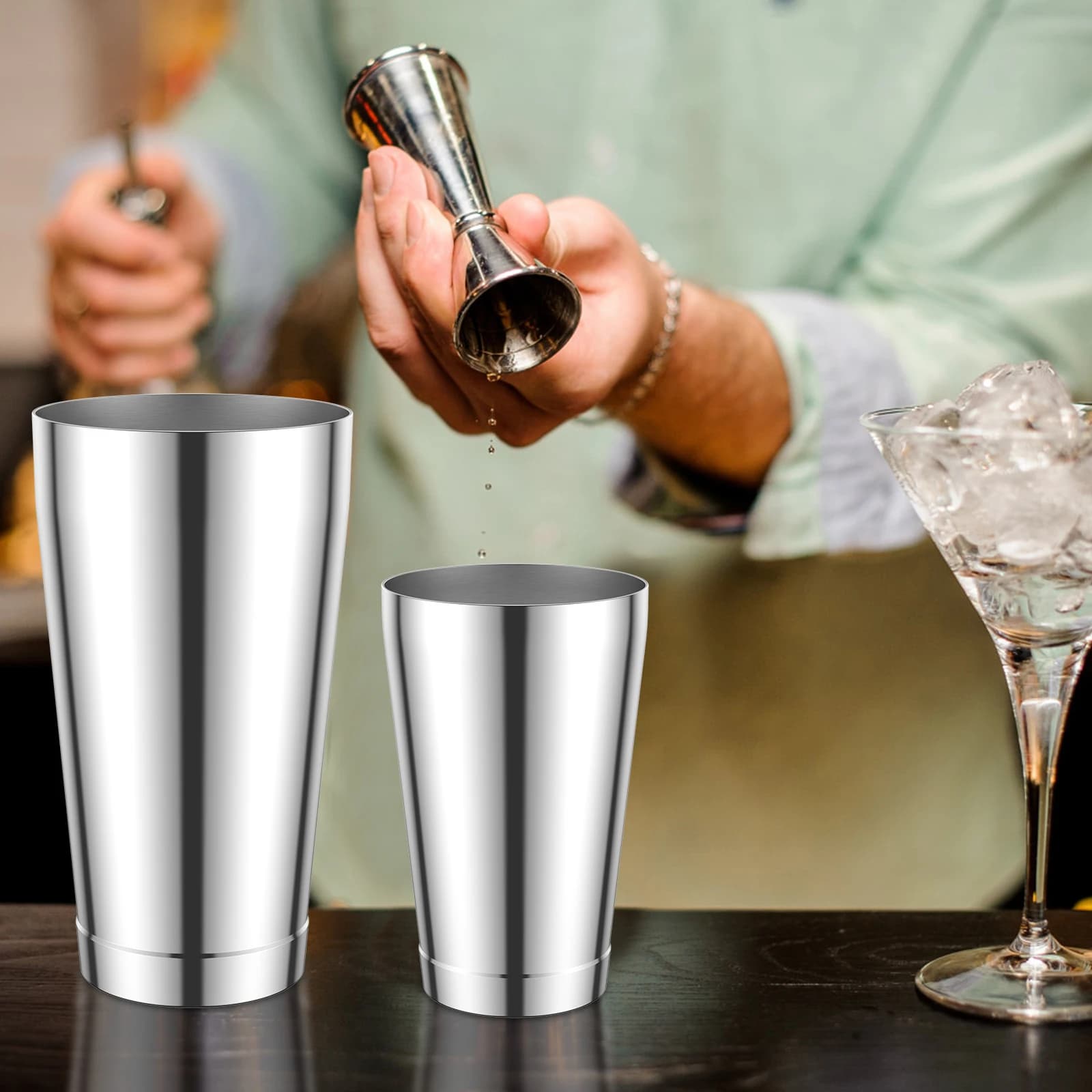 Boston Cocktail Shaker 20/24 oz Stainless Steel Bar Bartender Shaking Tins Professional Martini Shakers Metal Martini Mixer