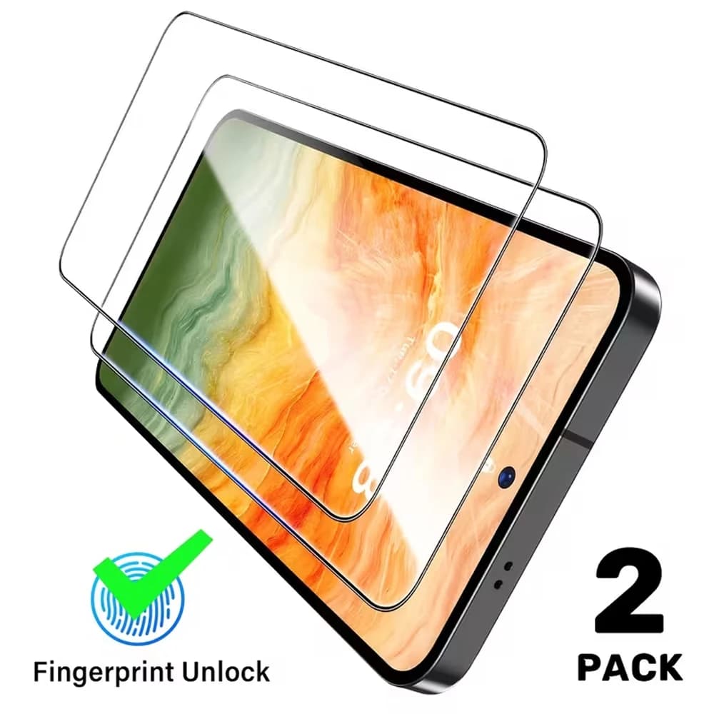 2 pezzi di protezione per lo schermo con sblocco tramite impronta digitale HD per Samsung S26 Ultra S26 Plus S25 Ultra S25 Edge S24 S23 S22+ Pellicola in vetro temperato