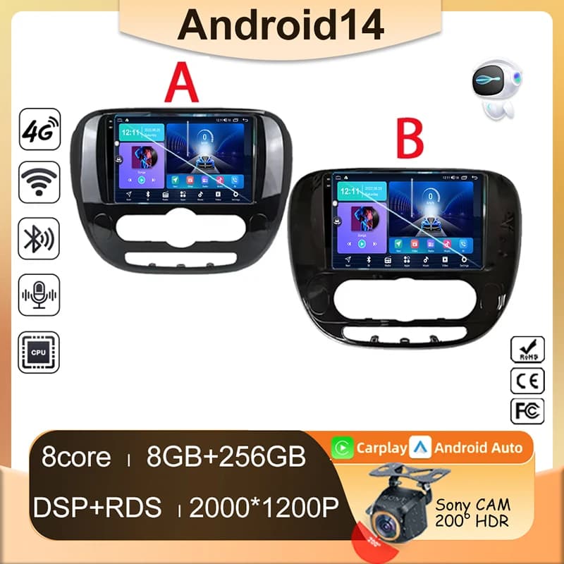 Lettore Android Auto Per KIA SOUL 2 2013 2014 2015 2016 2017 Autoradio Multimediale Navigazione GPS Carplay Stereo 4G WIFI 2din DVD