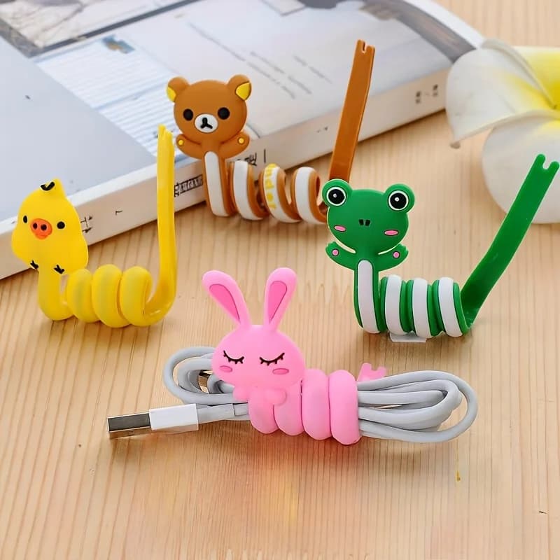 Confezione da 6 Organizzatori per Cavi Neri con Design Animale, Avvolgicavi Portatili in Plastica per Gestire Cavi Dati, Cuffie e Cavi per Computer