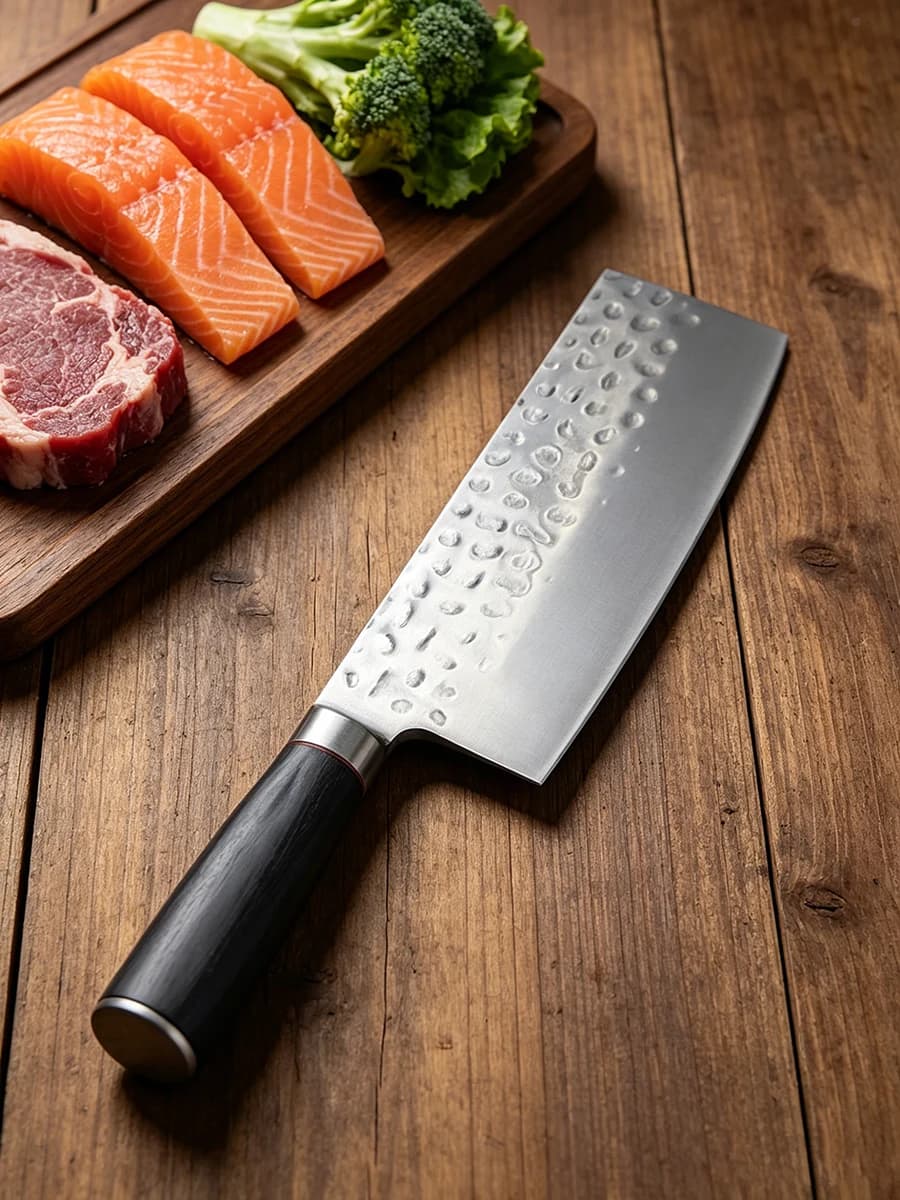 Coltello da cuoco giapponese forgiato Coltello da cucina per affettare mannaia Coltello da macellaio completo Coltello da sushi con manico in legno
